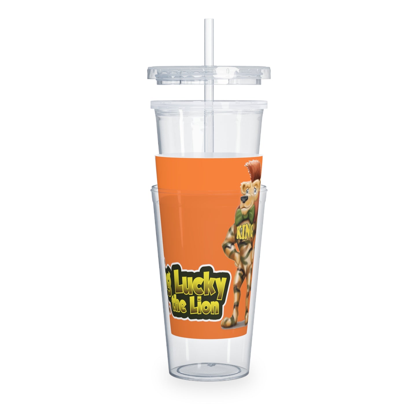 King Lucky Lion Plastic Tumbler with Straw