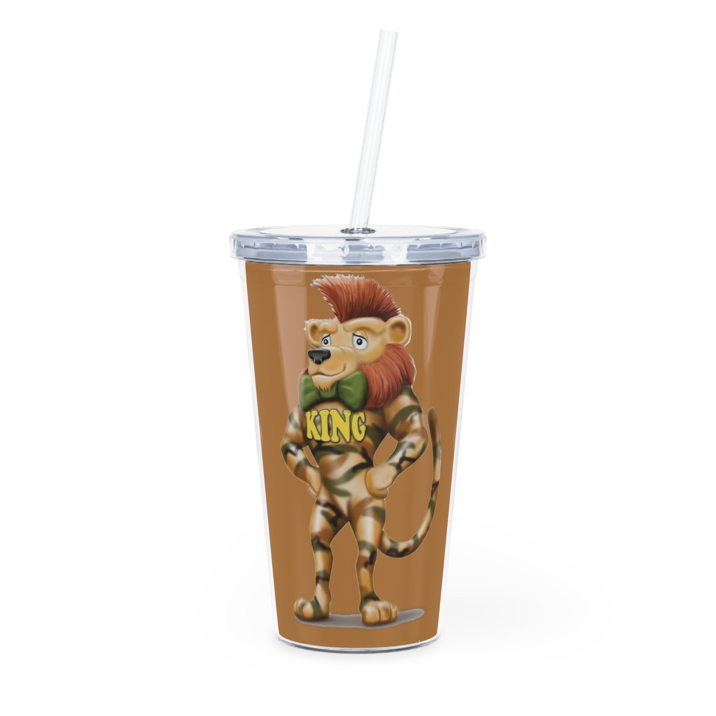 King Lucky Lion Plastic Tumbler with Straw