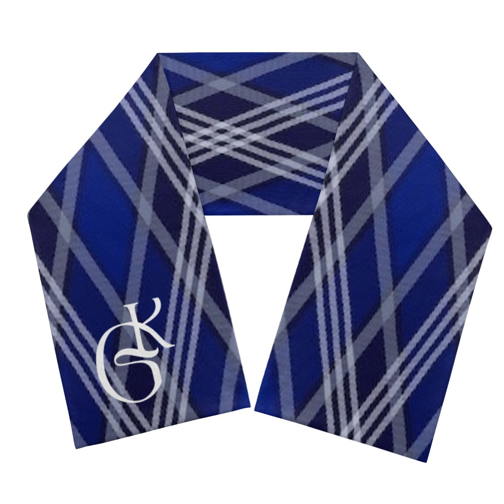 Blue and Navy plaid jacket with beanie and or Scarf