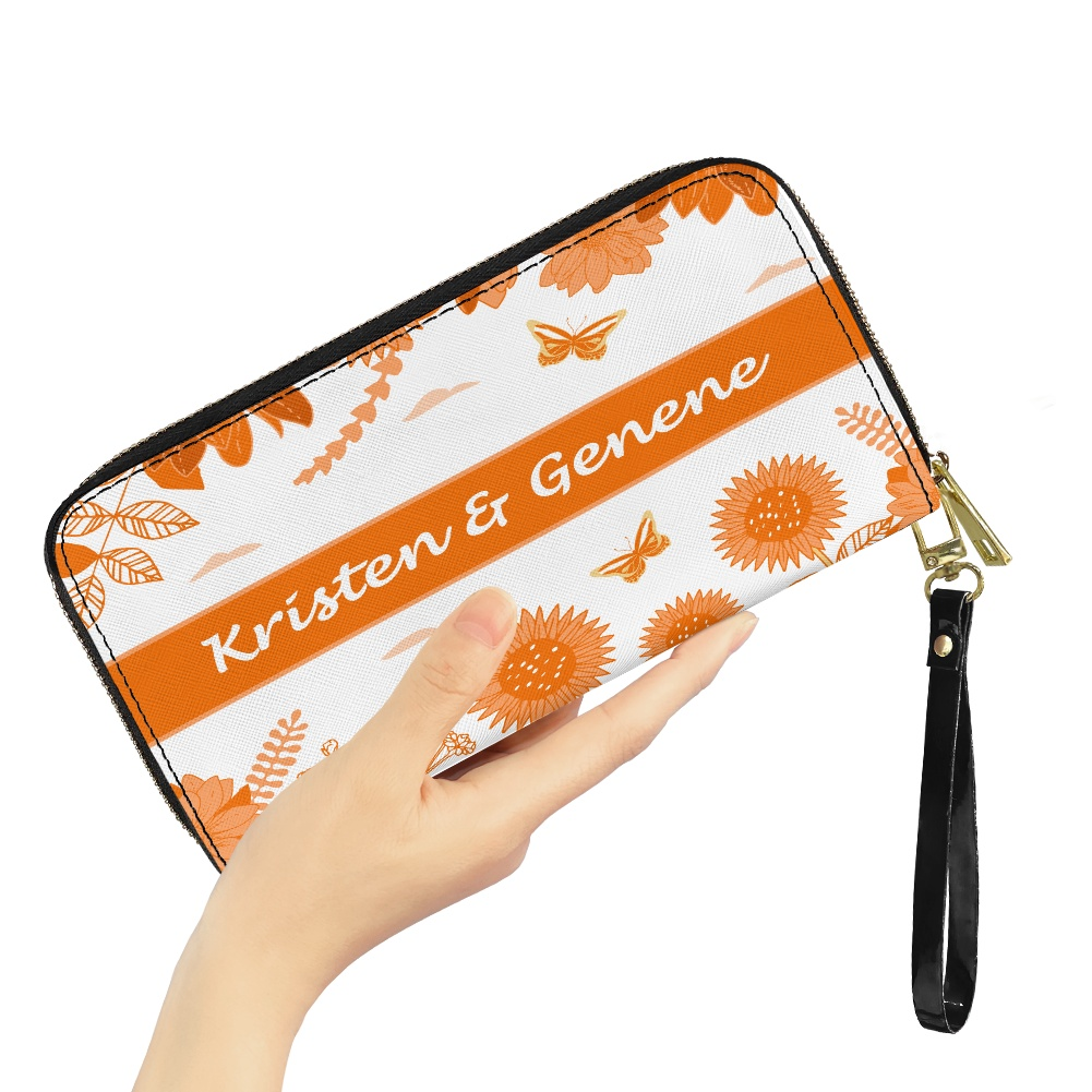 K & G original Bright Orange and white Floral Bag w/Wallet