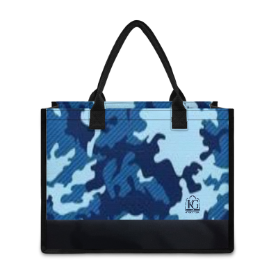 K & G Navy and Blue Camouflage Dress with a Tote Bag