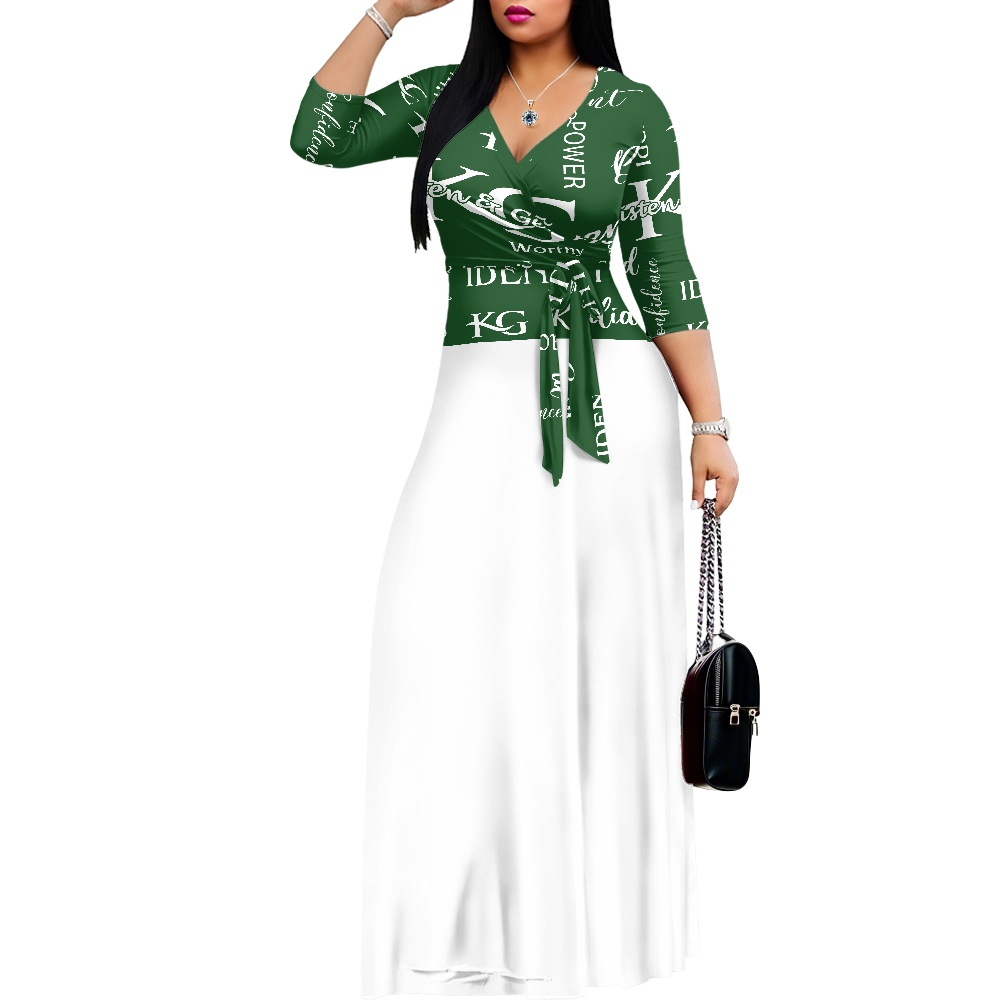 K & G Hunter Green and Black/White Confidence Dress with a Handbag