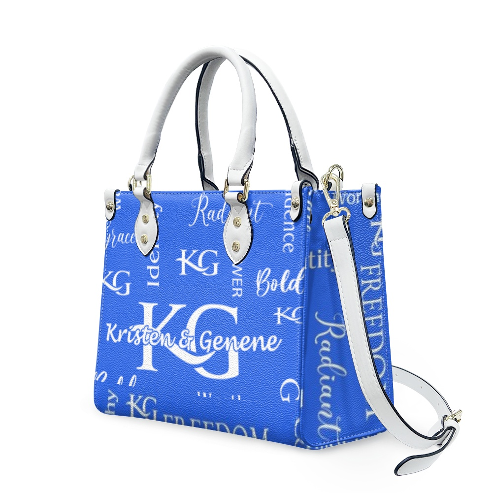 K & G Royal/Teal Blue and White Confidence Dress with a Handbag