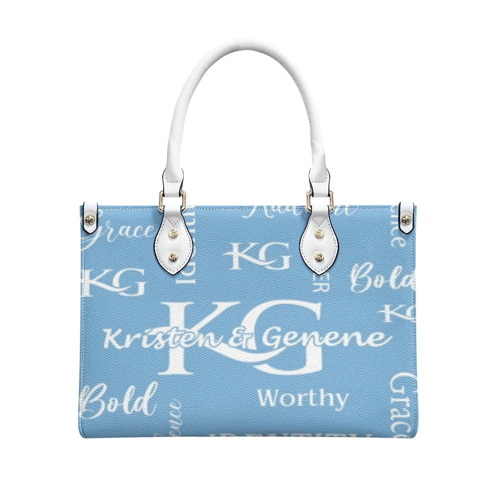 K & G Royal/Teal Blue and White Confidence Dress with a Handbag