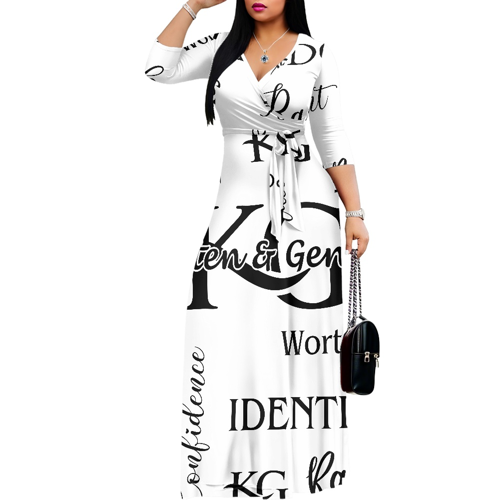 K & G Black/White Confidence Dress with a Handbag