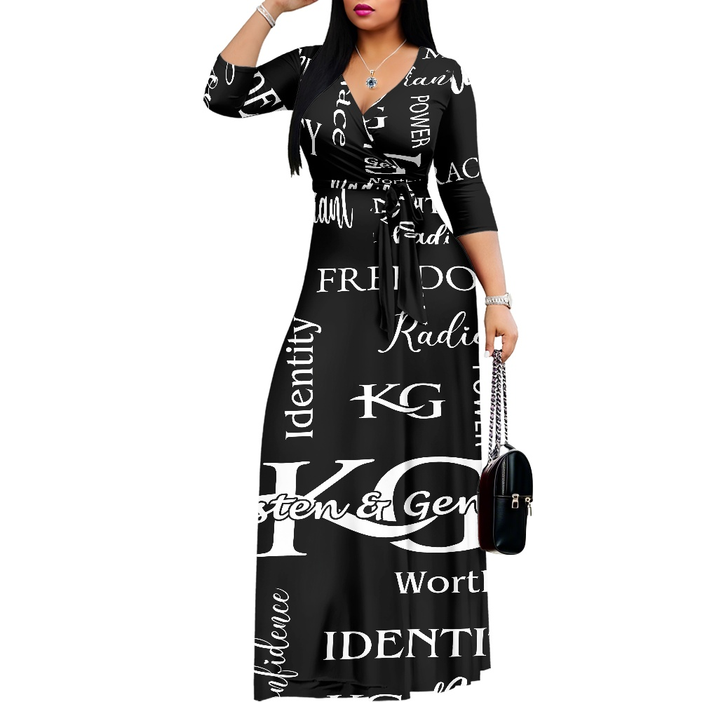 K & G Black/White Confidence Dress with a Handbag