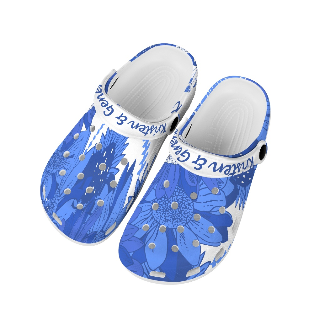 Royal Blue and White K & G Crocs