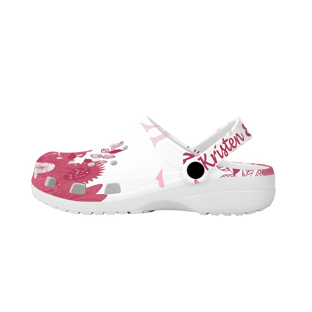 Maroon and White K & G Crocs