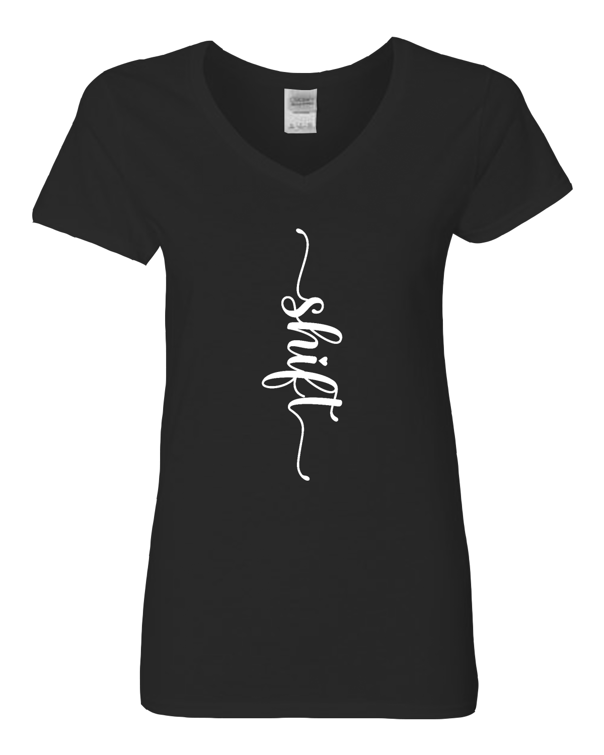 White print Gildan Heavy Cotton™ Women’s V-Neck T-Shirt | 5V00L