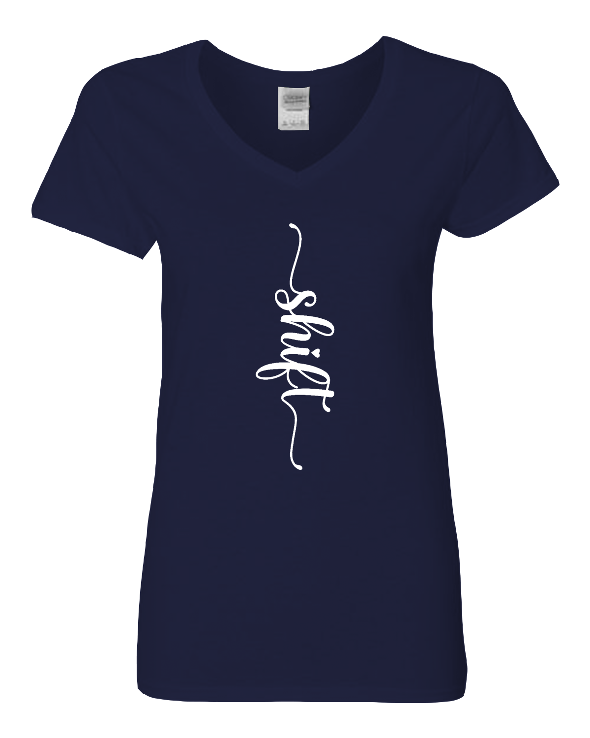 White print Gildan Heavy Cotton™ Women’s V-Neck T-Shirt | 5V00L