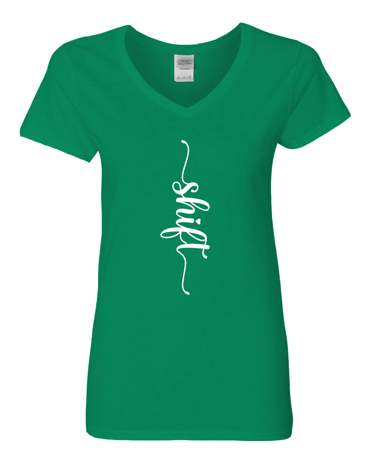 White print Gildan Heavy Cotton™ Women’s V-Neck T-Shirt | 5V00L
