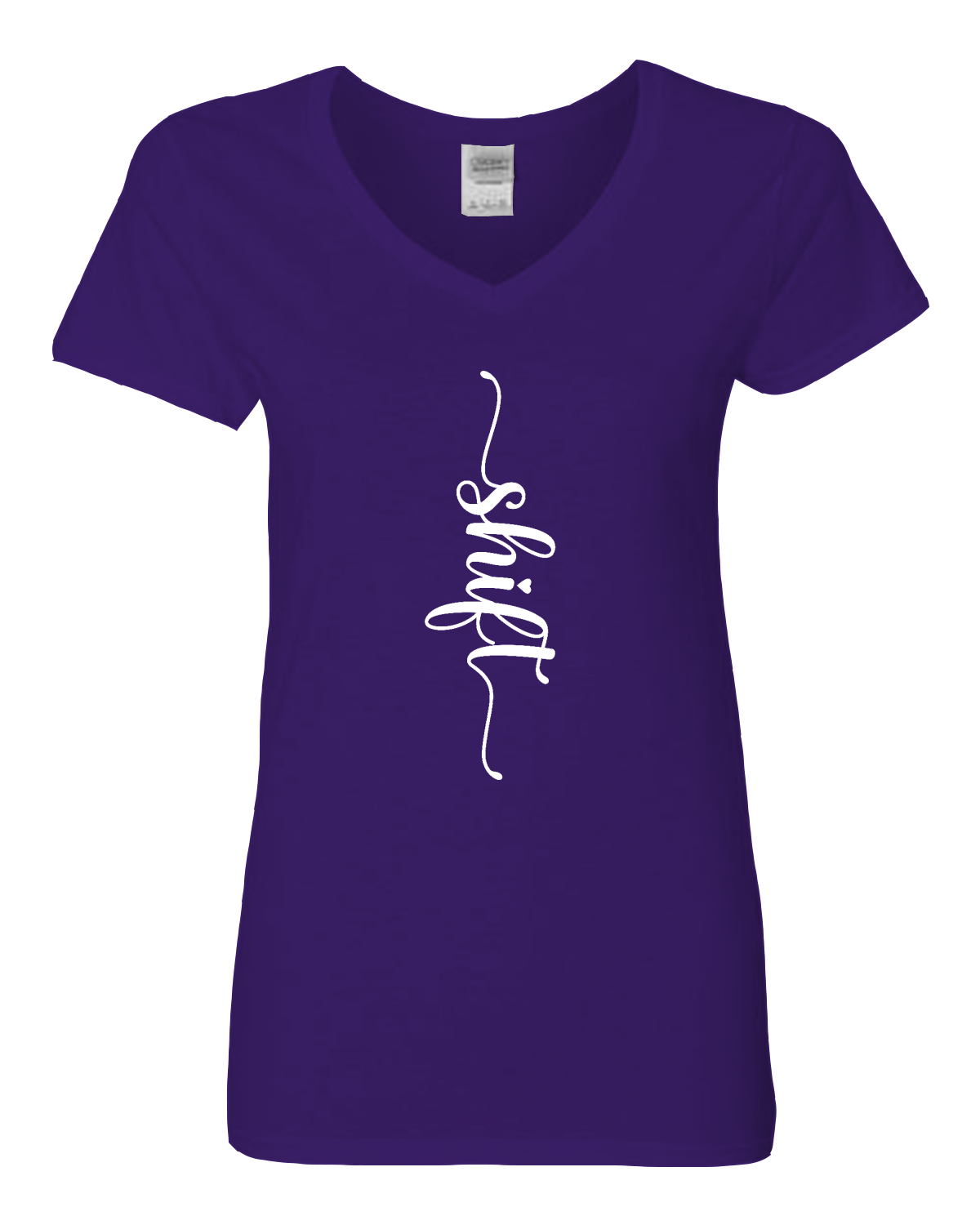 White print Gildan Heavy Cotton™ Women’s V-Neck T-Shirt | 5V00L