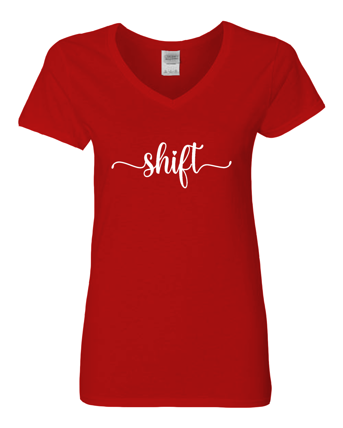 White print Gildan Heavy Cotton™ Women’s V-Neck T-Shirt | 5V00L