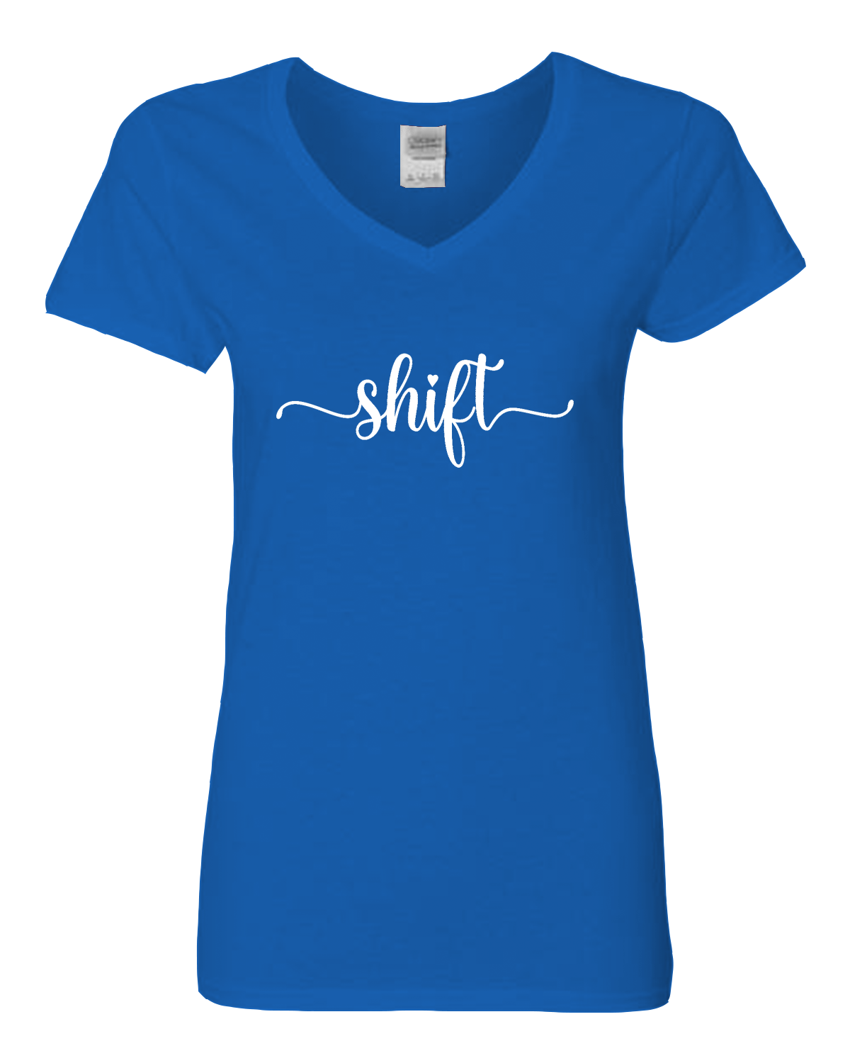 White print Gildan Heavy Cotton™ Women’s V-Neck T-Shirt | 5V00L