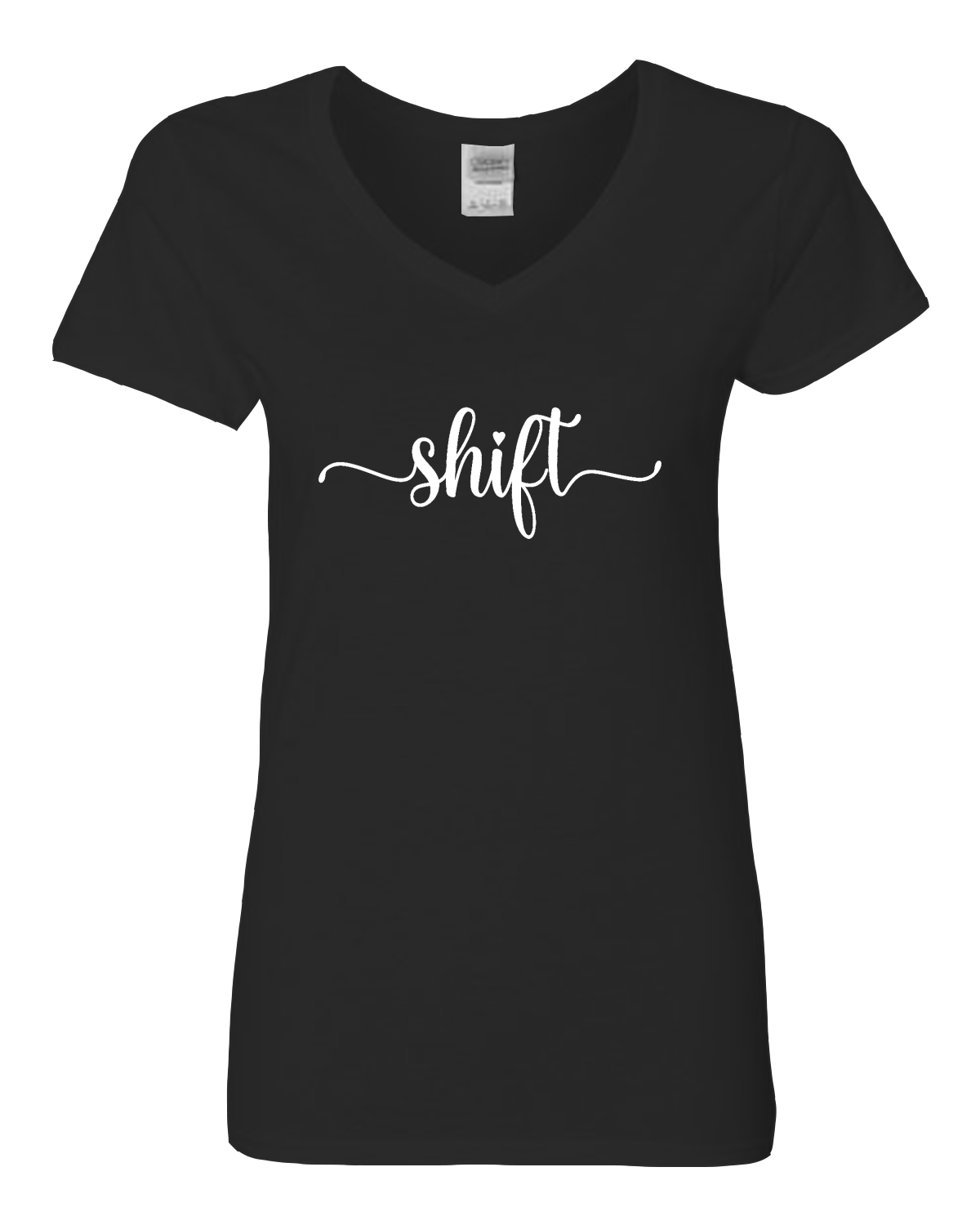 White print Gildan Heavy Cotton™ Women’s V-Neck T-Shirt | 5V00L