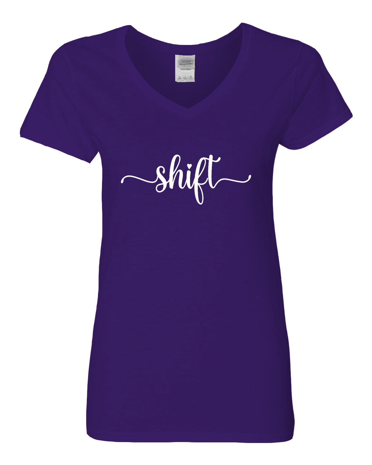 White print Gildan Heavy Cotton™ Women’s V-Neck T-Shirt | 5V00L