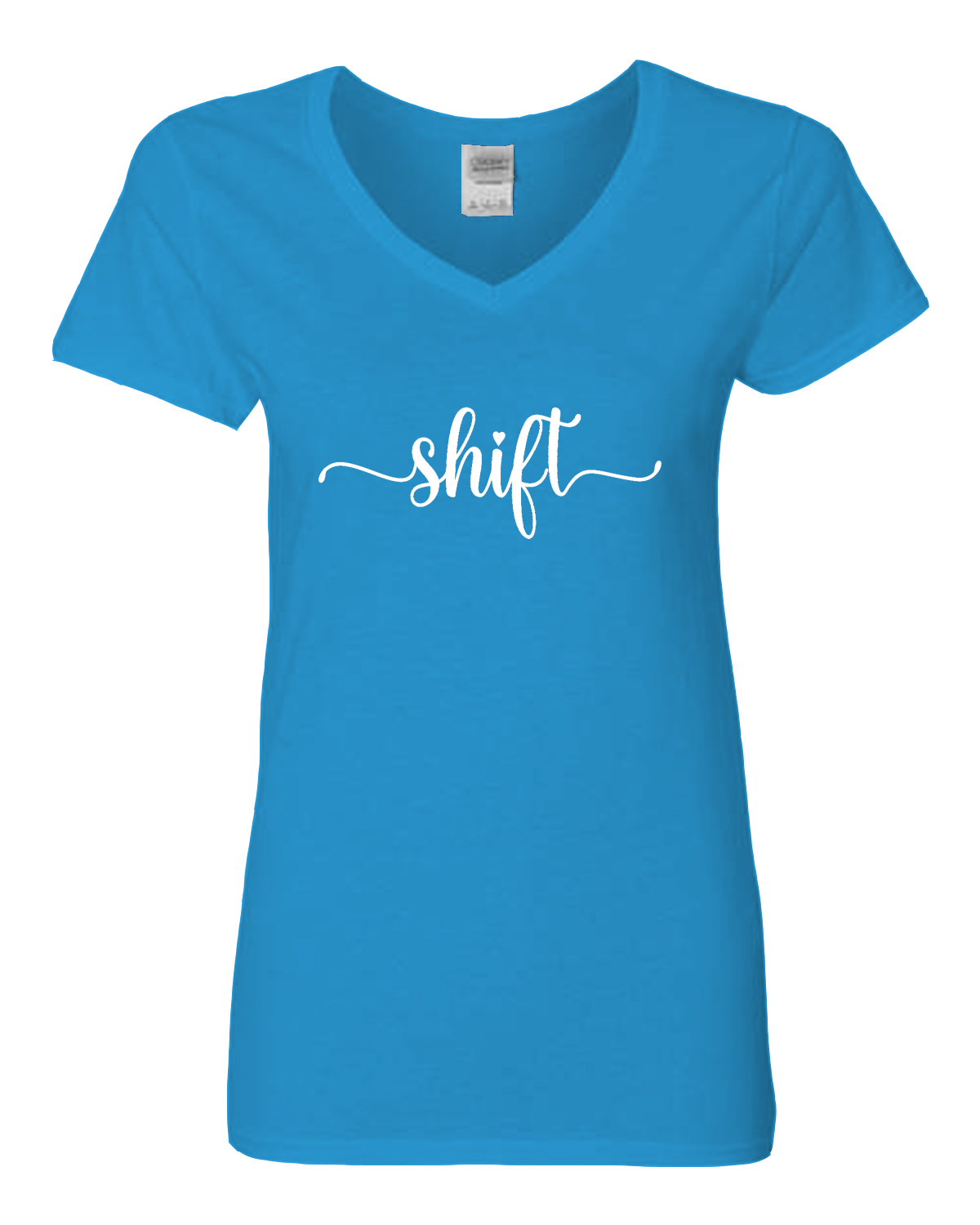 White print Gildan Heavy Cotton™ Women’s V-Neck T-Shirt | 5V00L