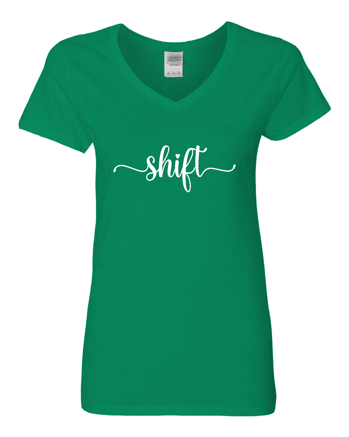 White print Gildan Heavy Cotton™ Women’s V-Neck T-Shirt | 5V00L