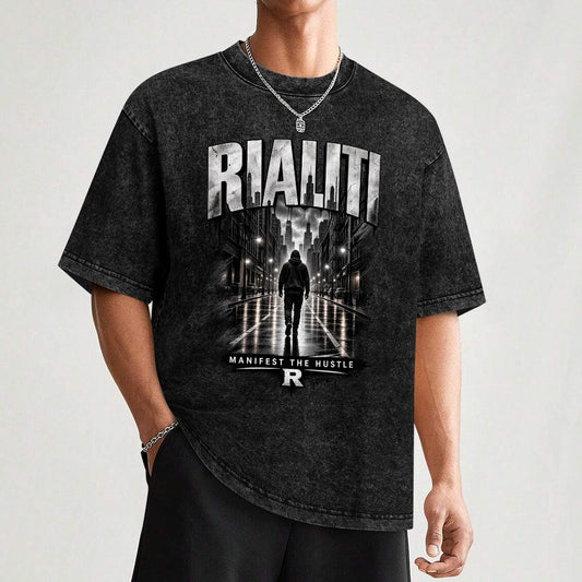 RIALITI Lone Hustle Cinematic Oversized Graphic Tee