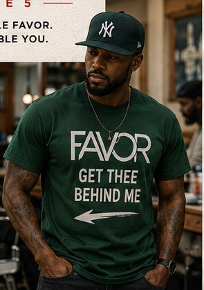 FAVOR GET THEE BEHIND ME GRAPHICS T-SHIRT