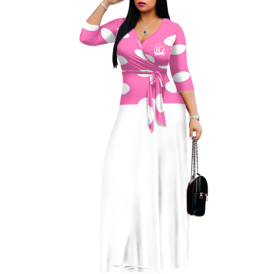 K & G Pink and White Polka Dot Dress with Handbag