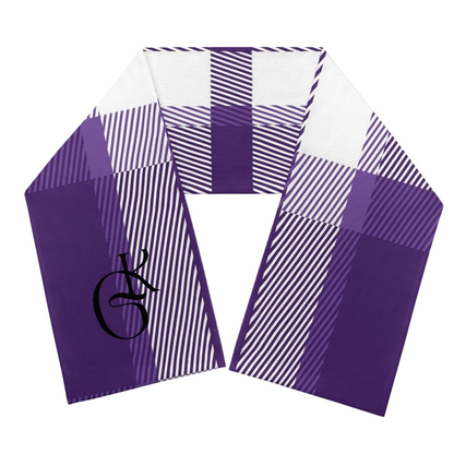 Purple and White plaid jacket with beanie and or Scarf