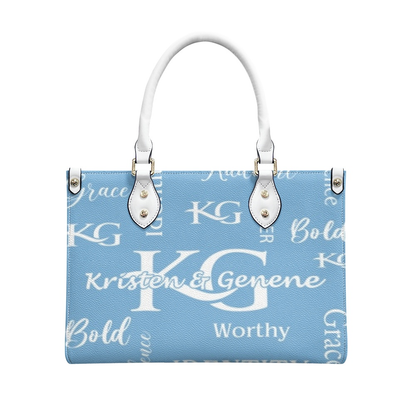 K & G Royal/Teal Blue and White Confidence Dress with a Handbag