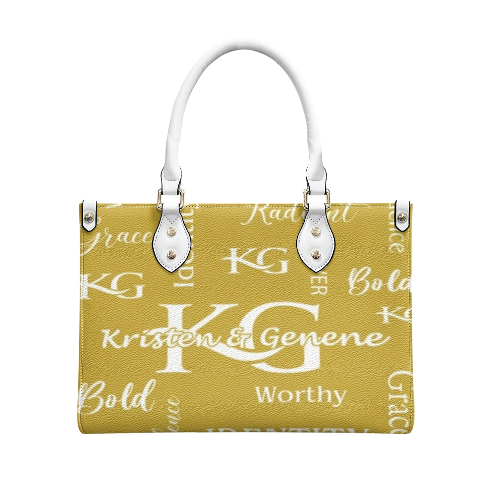 K & G Honey Mustard and White Confidence Dress with a Handbag
