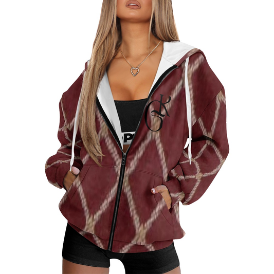 Burgundy and Tan  Jacket and Beanie