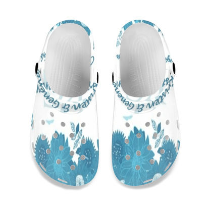Teal Blue and White  K & G Crocs