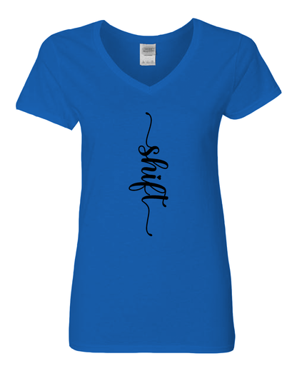 Black print Gildan Heavy Cotton™ Women’s V-Neck T-Shirt