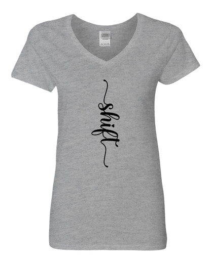 Black print Gildan Heavy Cotton™ Women’s V-Neck T-Shirt