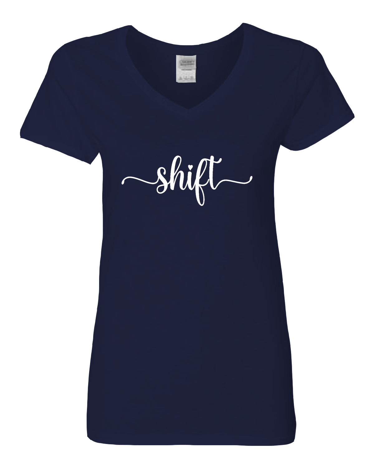 White print Gildan Heavy Cotton™ Women’s V-Neck T-Shirt | 5V00L
